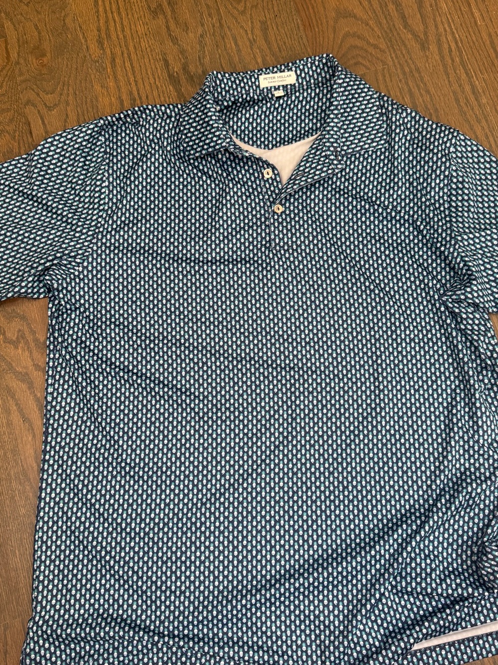 Peter Millar Navy Geo Print Polo